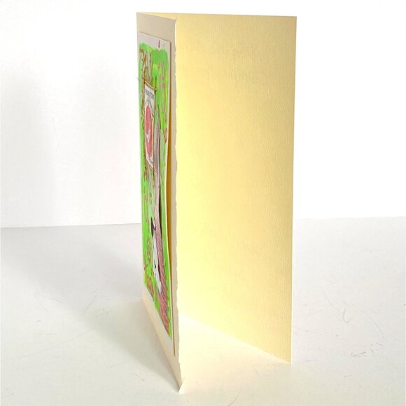 Collage Art Handmade Original Blank Greeting Card and Envelope Vtg Chad Stamp - Picture 3 of 5